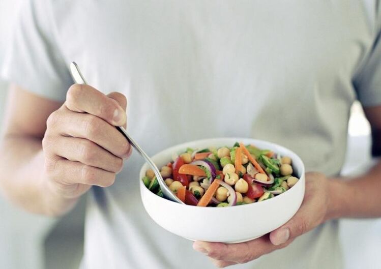 eats vegetable salad for potency