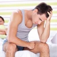 a man is upset because of abnormal discharge when he is excited